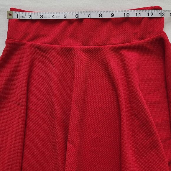 Red Pleated Mini Flare Skater Skirt Womens Size Medium - Picture 6 of 7